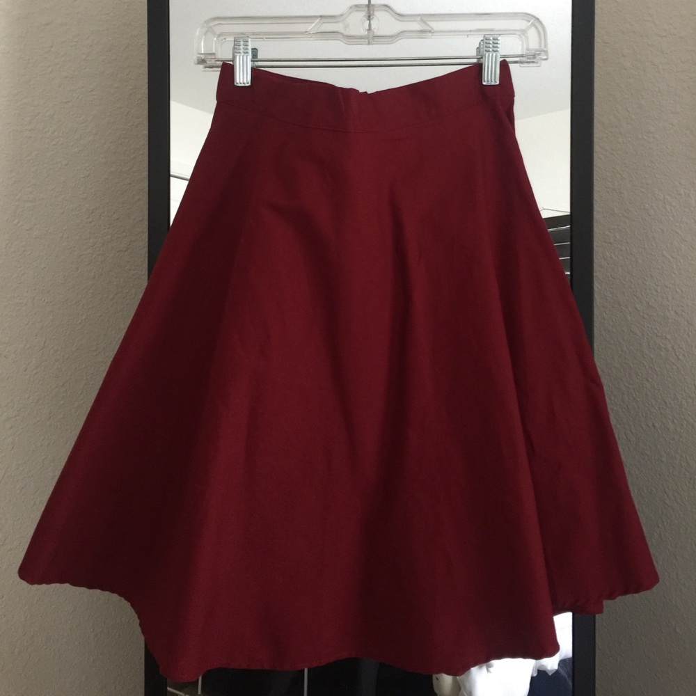 Red Midi Circle Skirt NWT